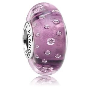 Preowned Pandora Purple Effervescent CZ Glass Murano Beads. RTV $60.00